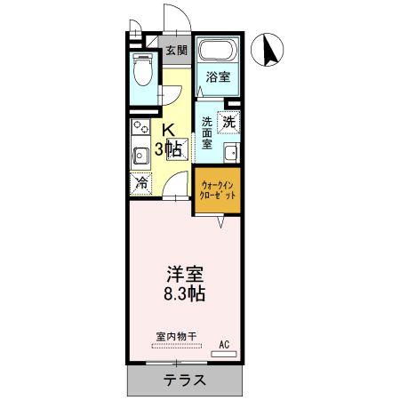 スタシオン東野・アクシス A棟(1K/1階)の間取り写真