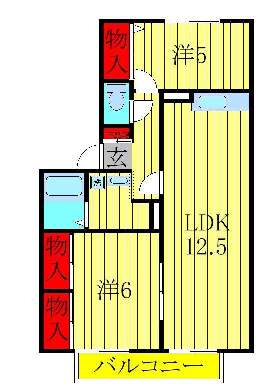 ラフィネF(2LDK/2階)の間取り写真