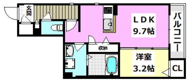 ドルチェ片山(1LDK/2階)の間取り写真