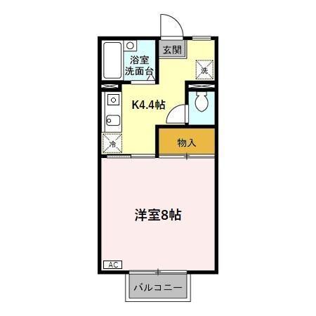 パンシオン額新保(1K/2階)の間取り写真