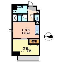 ディアコート白川(1DK/5階)の間取り写真