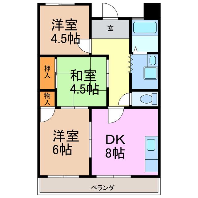 ラ・エスポアール(3DK/2階)の間取り写真