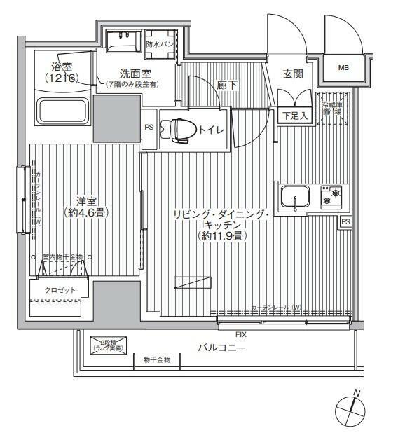 グランフォークス神田イーストタワー(1LDK/7階)の間取り写真