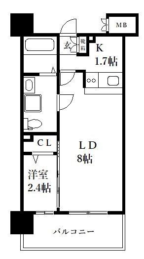 グランフォーレプライム大手門(1LDK/11階)の間取り写真