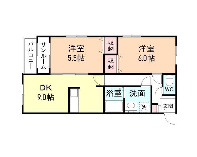 ドリーム8(2DK/3階)の間取り写真