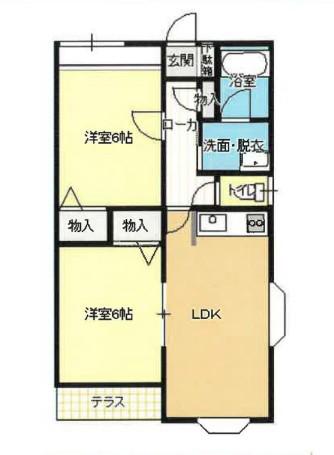 プレステージ東村山(2LDK/1階)の間取り写真