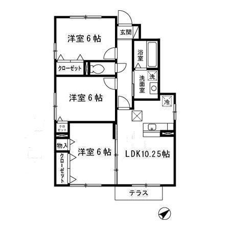 ビリディアン III(3LDK/1階)の間取り写真