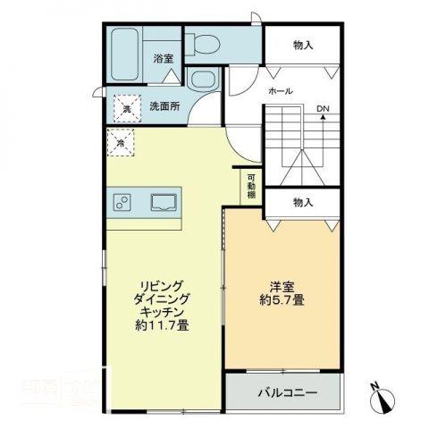 ベルリード栗林A(1LDK/2階)の間取り写真