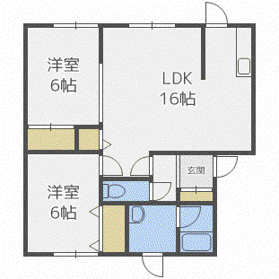 中のマンションD(2LDK/1階)の間取り写真