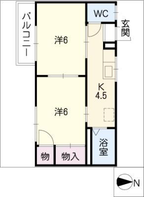 タウニー港東(2K/2階)の間取り写真
