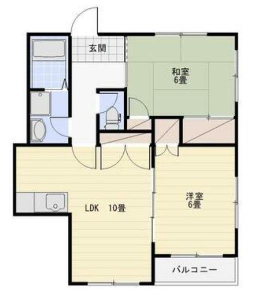 尾野スカイハイツ3(2LDK/3階)の間取り写真