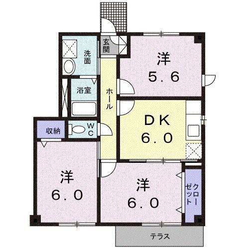 アムールIID(3DK/1階)の間取り写真