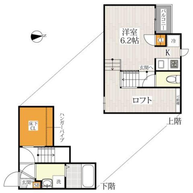 CB坪井ブランカ(1K/1階)の間取り写真