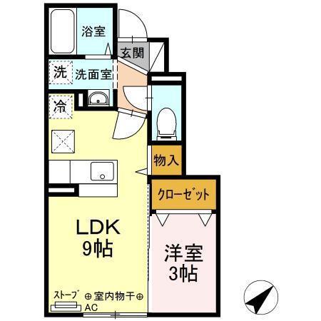 ボヌールグランモアA(1LDK/1階)の間取り写真