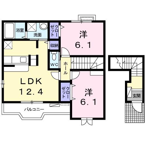 カーサエルモーサ(2LDK/2階)の間取り写真