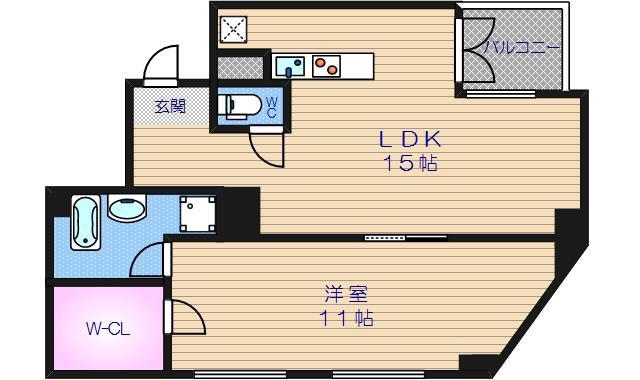 創空 KYUTARO(1LDK/11階)の間取り写真