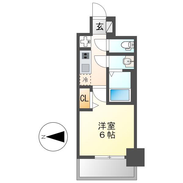 ディアレイシャス名古屋大須通(1K/4階)の間取り写真