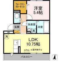PARK HILLS MIYAKO A(1LDK/3階)の間取り写真