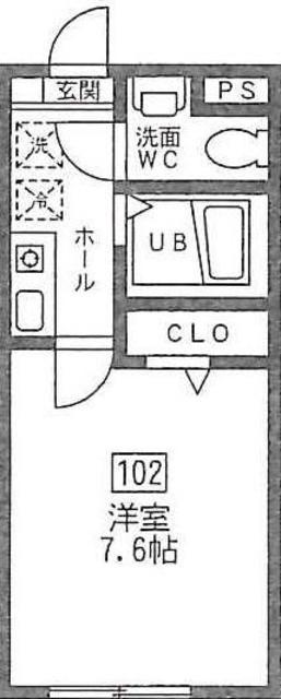 エクレール橋本(1K/1階)の間取り写真