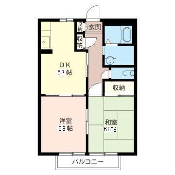 バリュージュI(2DK/1階)の間取り写真
