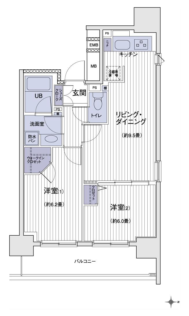 エスティメゾン大島(2LDK/15階)の間取り写真