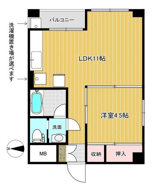 宮内ビル(1LDK/2階)の間取り写真