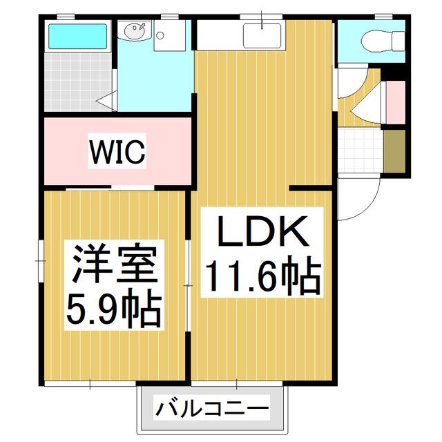 クロワール見附久保 A棟(1LDK/2階)の間取り写真