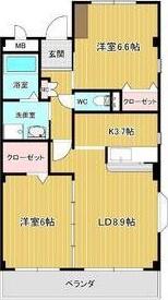 シャトーII(2LDK/3階)の間取り写真