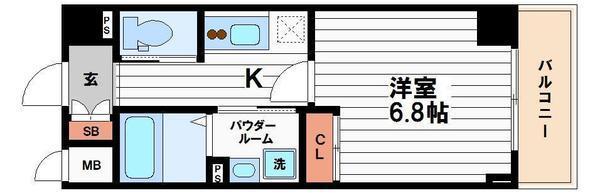 ジュネーゼグラン本町イースト(1K/5階)の間取り写真