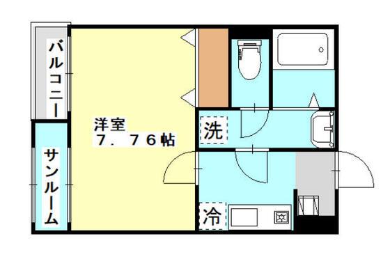 プリズム婦中(1K/1階)の間取り写真