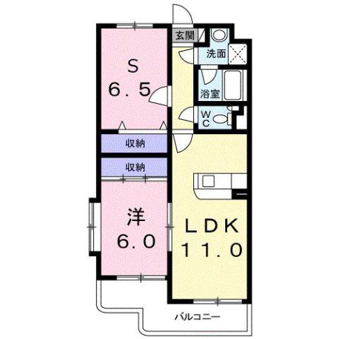 クレイドル(1LDK/1階)の間取り写真