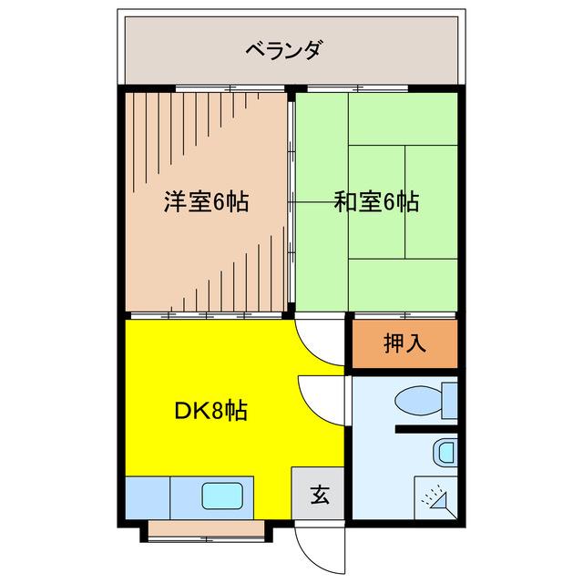 コーポ島袋(2DK/2階)の間取り写真