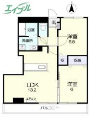 リーフミナン(2LDK/3階)の間取り写真