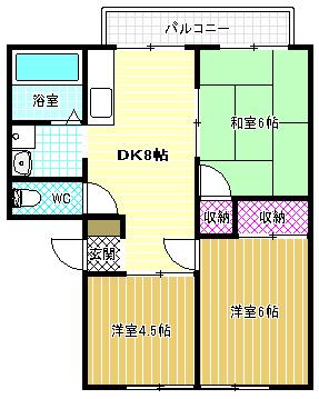 新栄プロパティー喜志I(3DK/1階)の間取り写真