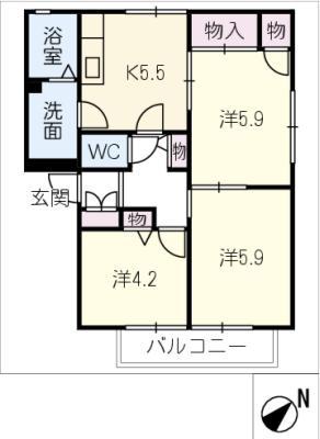 ディアスNODA(3K/1階)の間取り写真