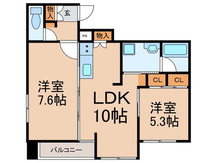 YMフラッツ(2LDK/1階)の間取り写真