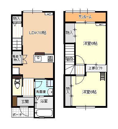 ファイン本郷C(2LDK/1階)の間取り写真
