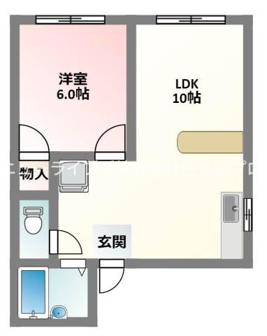 萱島ツイン(1LDK/3階)の間取り写真