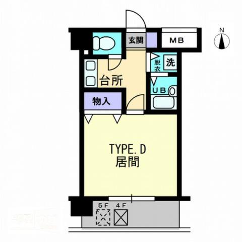 リマーク上之町(1K/3階)の間取り写真