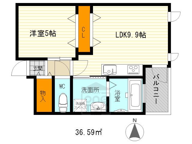 カーザサワラビ(1LDK/3階)の間取り写真