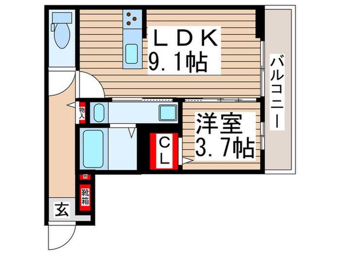 グランバニア(1LDK/3階)の間取り写真