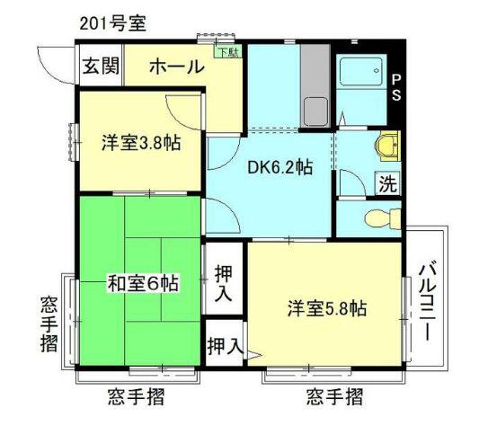 板橋区役所前駅アパート(3DK/2階)の間取り写真