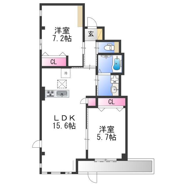N.MAISON(2LDK/3階)の間取り写真