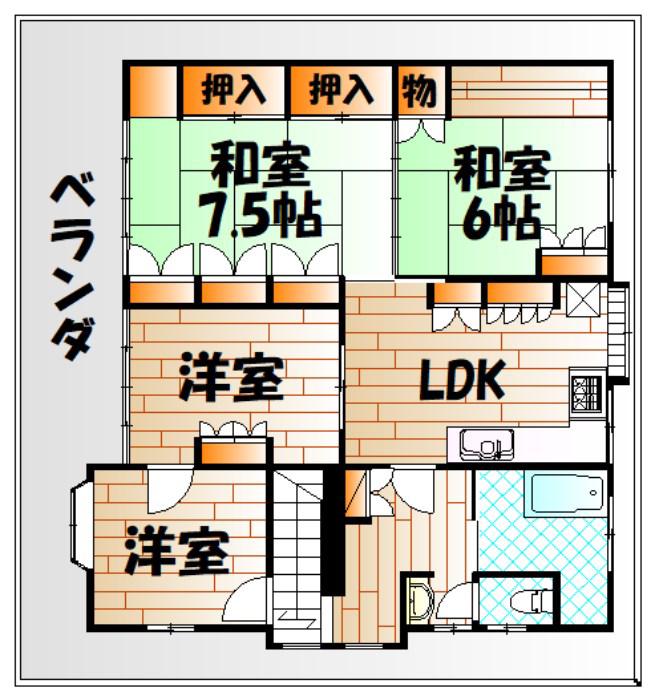 砂津ビル(4DK/3階)の間取り写真