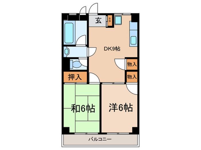 三高・徳丸スカイハイツ(2DK/1階)の間取り写真
