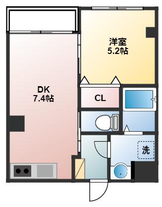 アンブラッセ 301(1DK/3階)の間取り写真