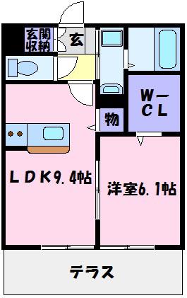 BIBURY COURT D棟(1LDK/2階)の間取り写真