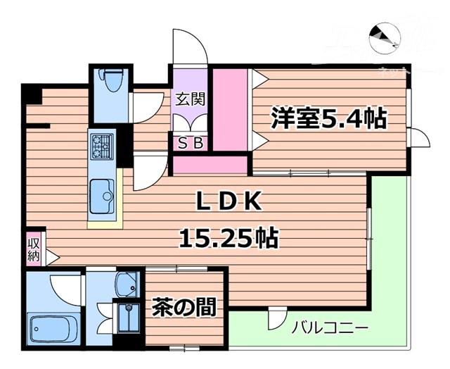 シャーメゾントトローズ(1LDK/2階)の間取り写真