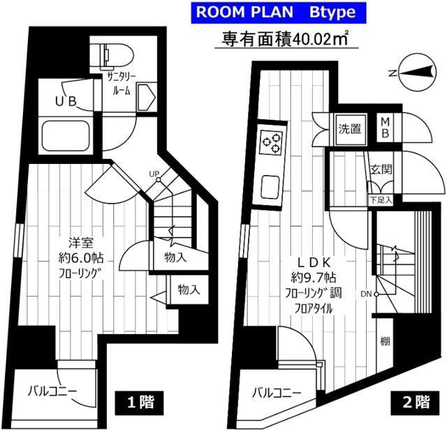 ステージファースト西新宿(1LDK/2階)の間取り写真