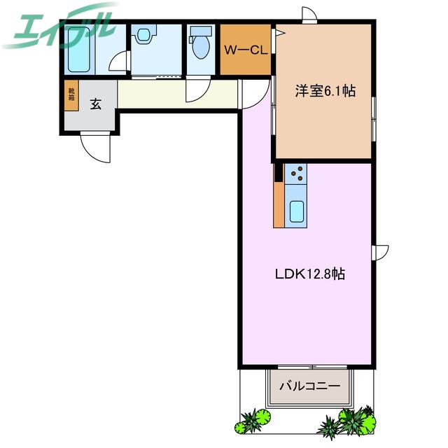 アネシスVILLA西浦(1LDK/1階)の間取り写真